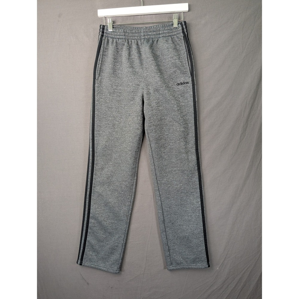 Adidas Boys Gray Heathered 3-Stripe Fleece Track Pants XL 18/20 Athletic Pants - Picture 2 of 7